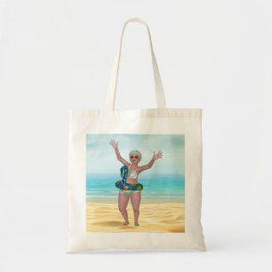 Beach Tote Bag with Funny Bathing Beauty