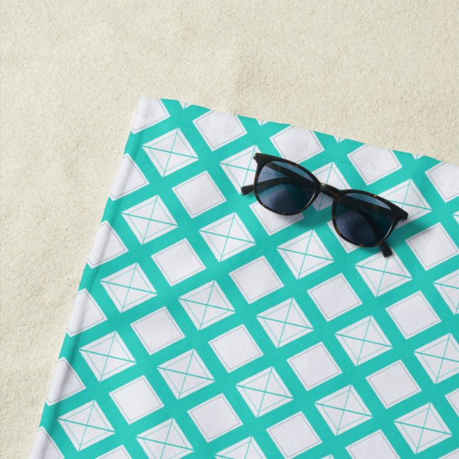 Beach Towel - Aqua Lattice (In Situ)