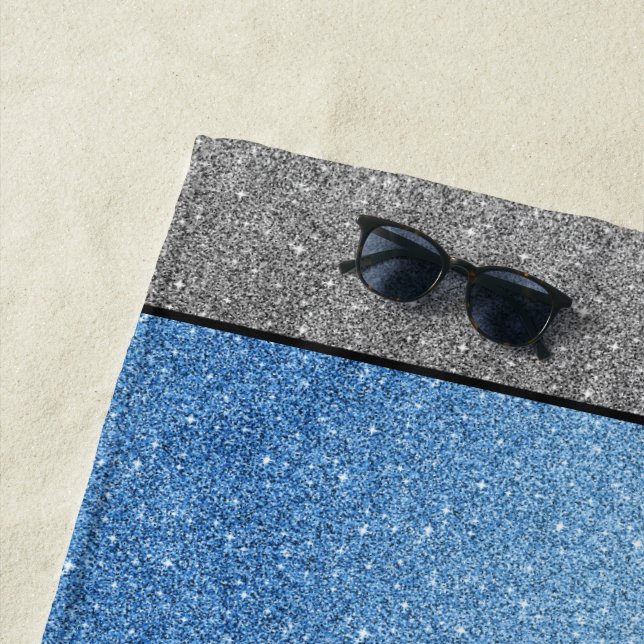 Beach Towel Beach Towels in Blue/Silver Glitter (In Situ)