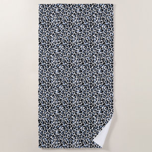 Beach Towel-Blue Leopard Print Beach Towel