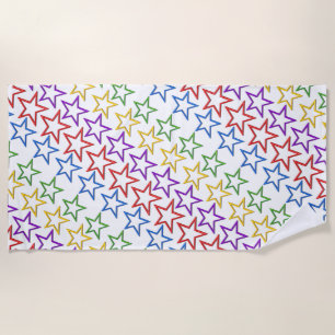 Beach Towel - Coloured Stars in Rows