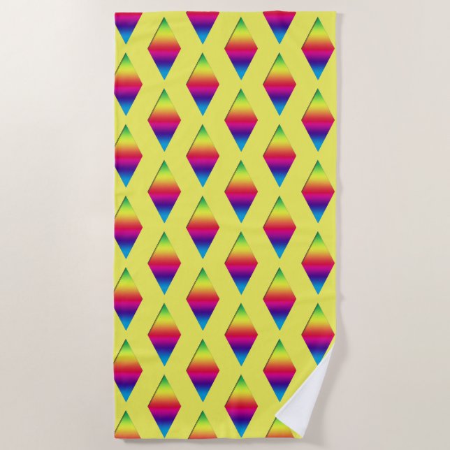 Beach Towel - Diamonds in Rainbow Stripes (Front)