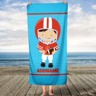 Beach Towel for Kids with Football and Custom Name