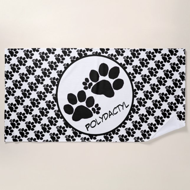 Beach Towel - Polydactyl Paw Prints (Front)