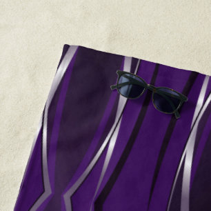 Beach Towel - Purple Silver Retro
