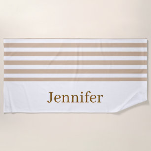 Beach Towel Spring Beige & White Stripe
