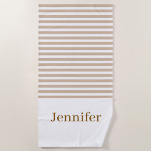 Beach Towel Spring Beige & White Stripe
