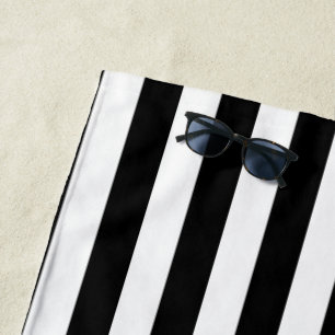 Beach Towel Spring Black & White Stripe