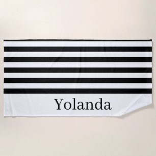 Beach Towel Spring Black & White Stripe
