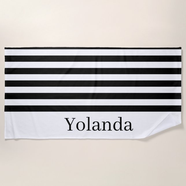 Beach Towel Spring Black & White Stripe (Front)