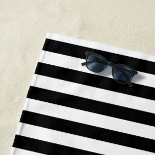 Beach Towel Spring Black & White Stripe