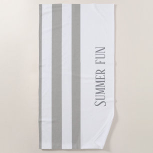 Beach Towel Spring Grey & White Stripe