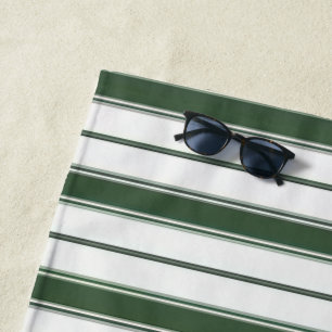 Beach Towel Spring Hunter Green & White Stripe