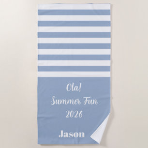 Beach Towel Spring Pastel Blue & White Stripe
