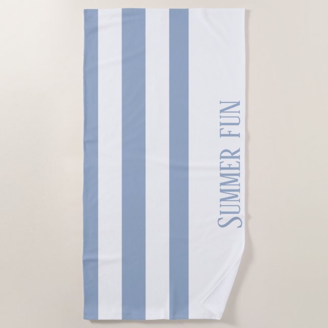 Beach Towel Spring Pastel Blue & White Stripe (Front)