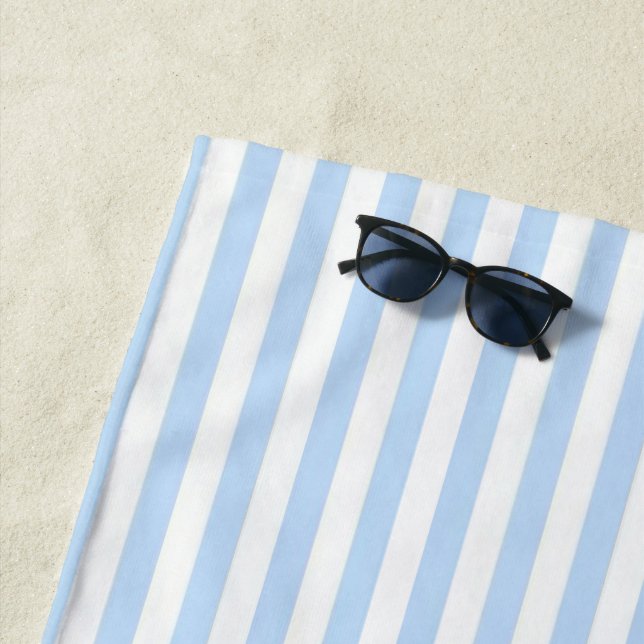 Beach Towel Spring Pastel Blue & White Stripe (In Situ)
