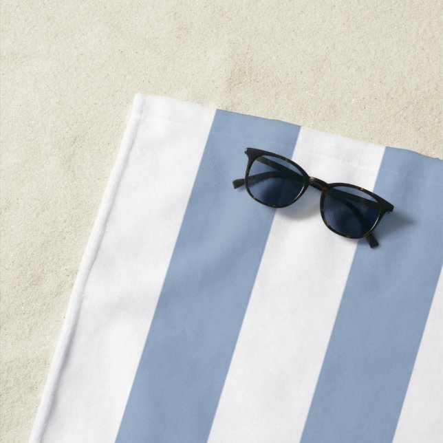 Beach Towel Spring Pastel Blue & White Stripe (In Situ)