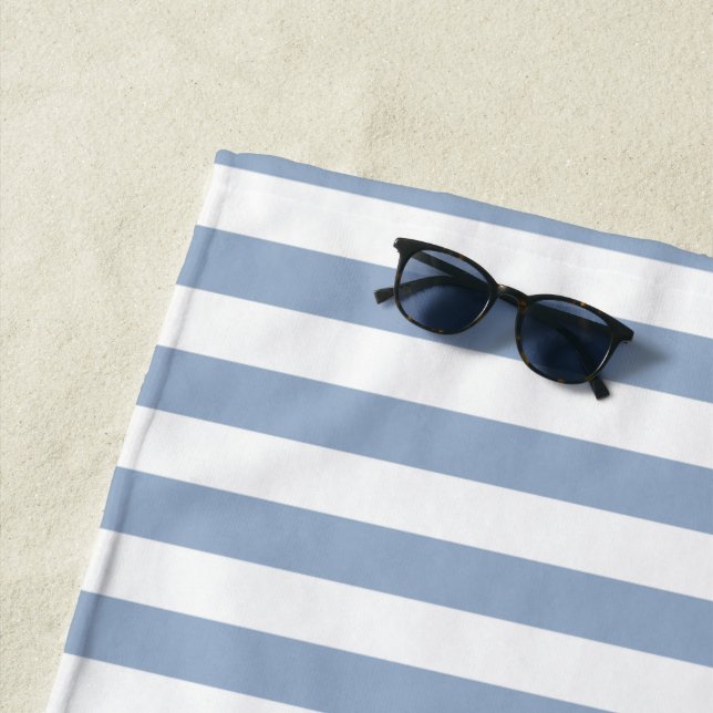 Beach Towel Spring Pastel Blue & White Stripe (In Situ)