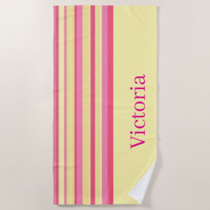 Beach Towel Spring Pink & Yellow Stripe
