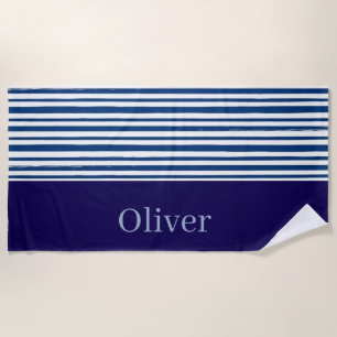 Beach Towel Spring Rugged Blue & White Stripe