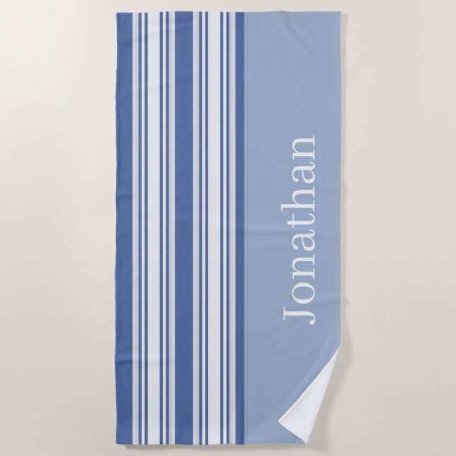 Beach Towel Spring Rugged Blue & White Stripe (Front)
