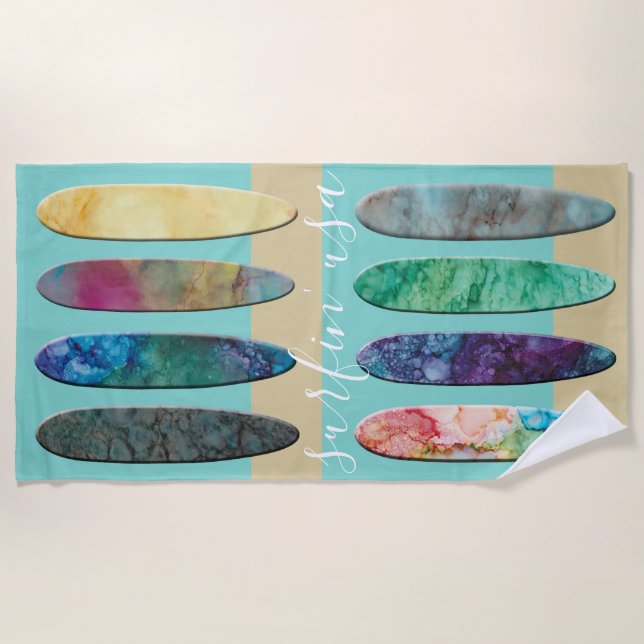 Beach Towel Surfboards in the Sand (Front)