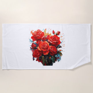Beach Towel - The Red Roses Artwork