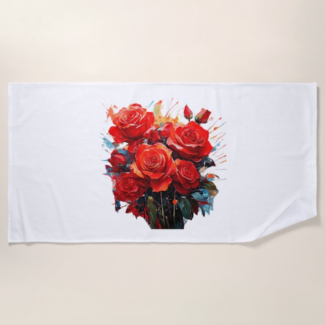 Beach Towel - The Red Roses Artwork (Front)