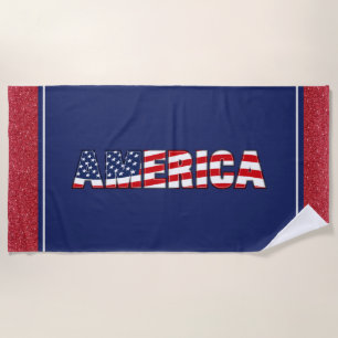 Beach Towel Towels America Glitter Red,White,Blue