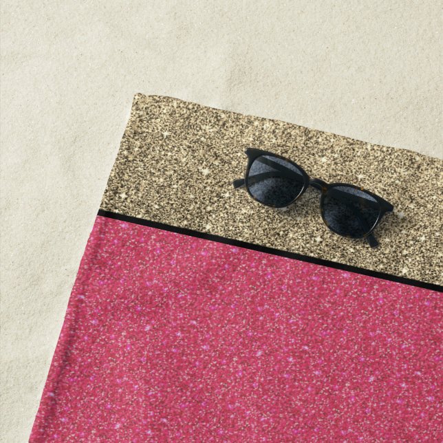 Beach Towel Towels in Coral/Gold Glitter Look (In Situ)