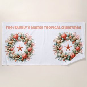 Beach Towel-Tropical Christmas Beach Towel