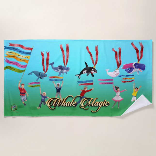 Beach Towel Whale Magic Whale Parade! (Front)