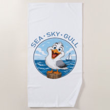 Beach towel with a seagull