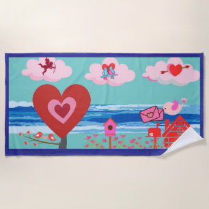 Beach towel With Beach Love Cupid scenery
