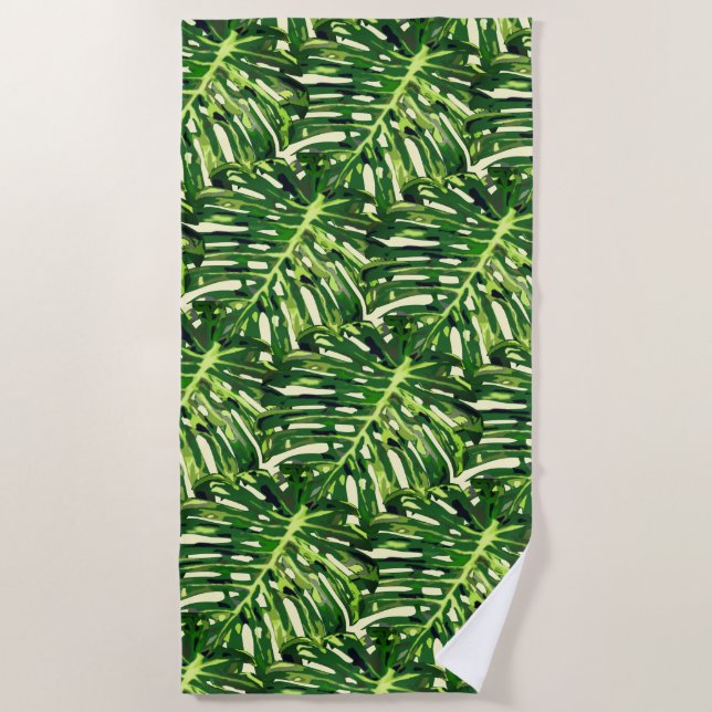 Beach Towel with Tropical Leaves (Front)