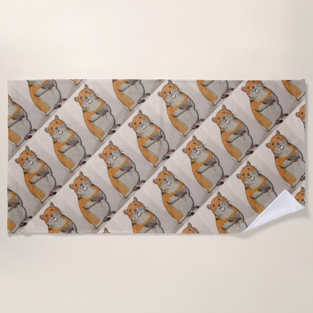 Beach Towel with yellow hamster (Front)