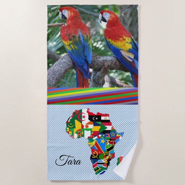 Beach towels African Parrots (Front)