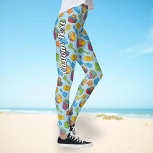 Beach Toys Icons Pattern Leggings