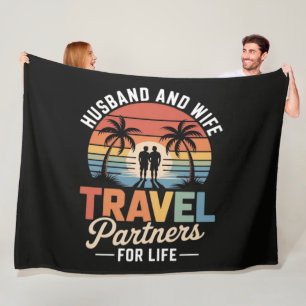 Beach Travelling - Husband and Wife Travel Partner Fleece Blanket