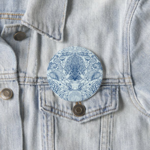 Beach treasures in blue 7.5 cm round badge