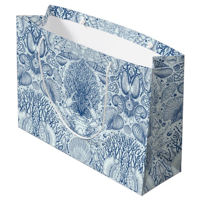 Beach treasures in blue large gift bag (Back Angled)