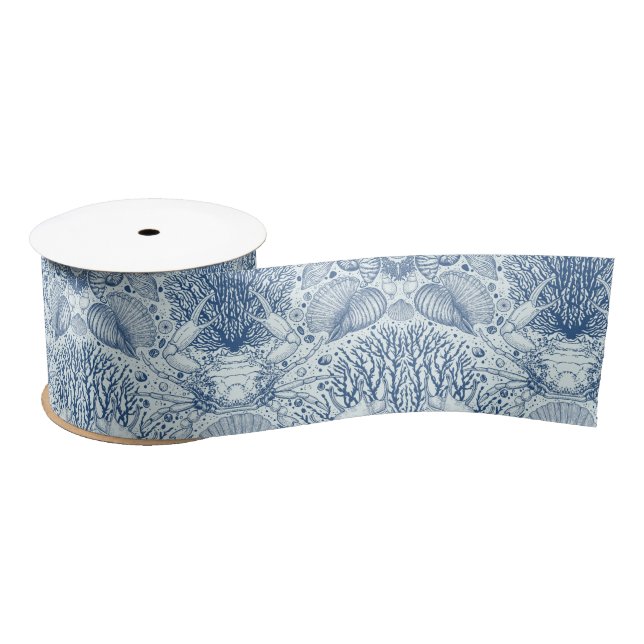 Beach treasures in blue satin ribbon (Spool)