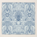 Beach treasures in blue scarf<br><div class="desc">Hand-drawn vector illustration of sea shells corals,  crab,  and seaweeds</div>