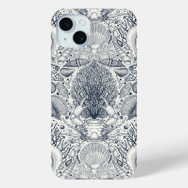 Beach treasures, seashells, crab, corals and seawe Case-Mate iPhone case (Back)