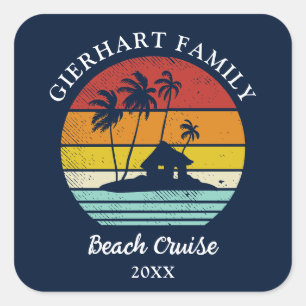 Beach Trip Retro Family Reunion Square Sticker