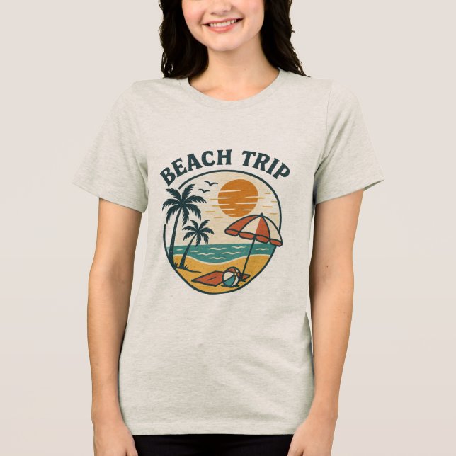 Beach Trip Shirt, Beach Vacation Tri-Blend Shirt (Front)