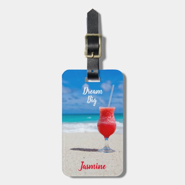 Beach Tropical Blue Ocean Dream Big Luggage Tag (Front Vertical)