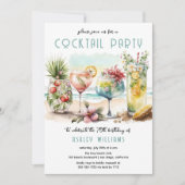Beach Tropical Cocktails 70th Birthday Party Invitation (Front)