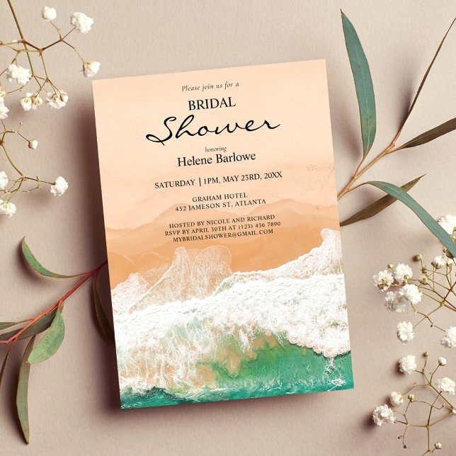 Beach Tropical Destination Wedding Bridal Shower Invitation (Creator Uploaded)