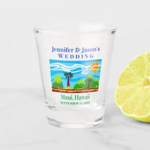 Beach Tropical Destination Wedding Hawaii Favour Shot Glass